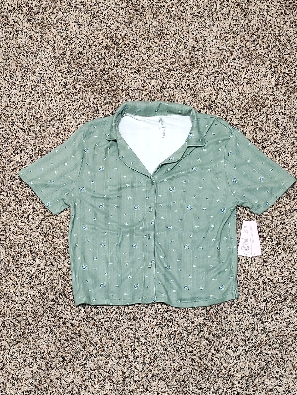 Wild Fable | Light Green Floral Short-Sleeve Button Front Pajama Top